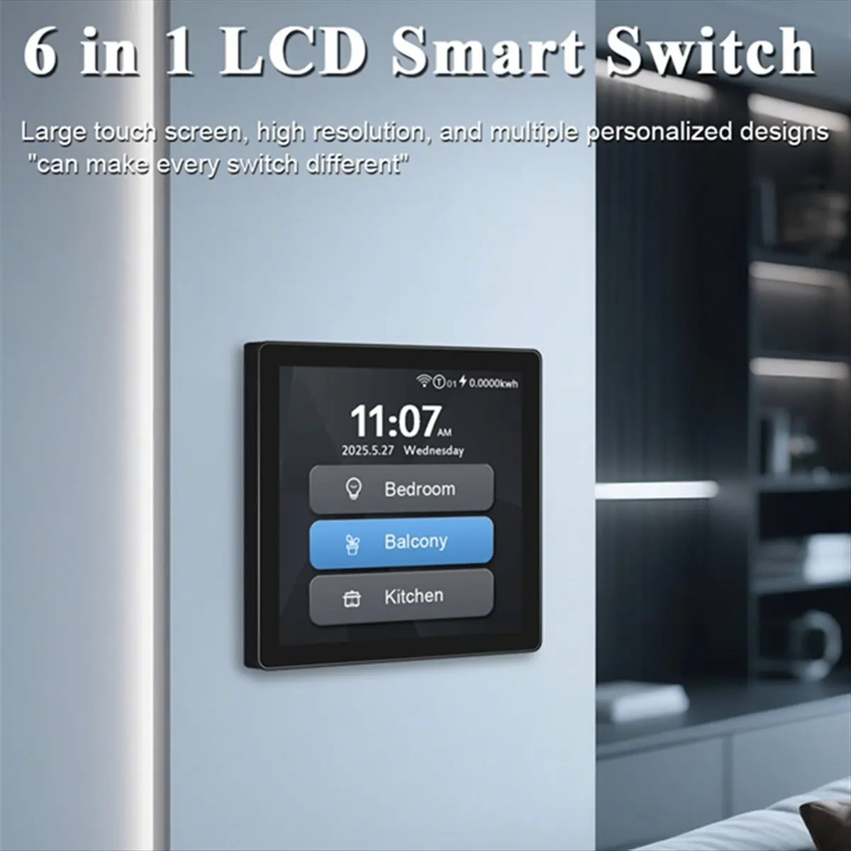 

*A91P Tuya WiFi 4inch Touch Screen Smart Switch Support 1/2/3Gang/Curtain/Roller Blind Switch 6in1 Multi Language for Alexa