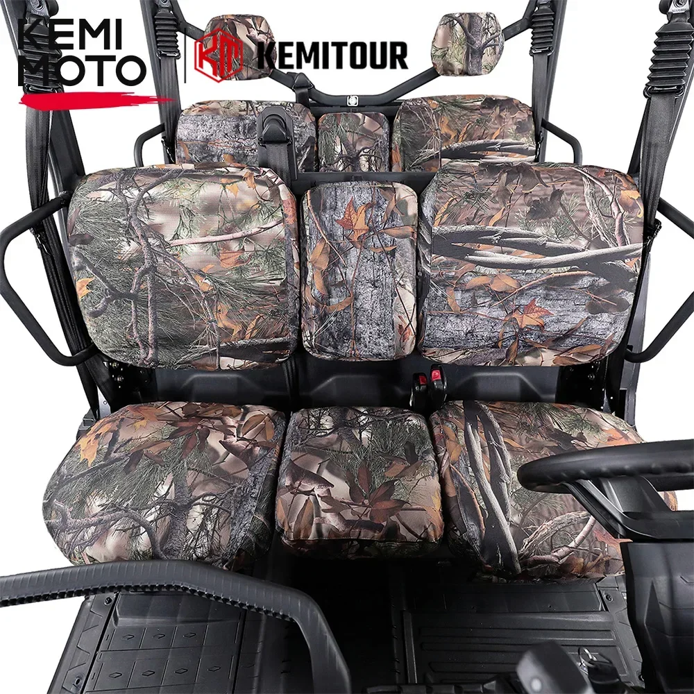 

KEMIMOTO UTV Black/Camo Seat Cover w/ Headrest Cover 1680D Waterproof Oxford Diving Cloth for Can Am Defender MAX HD8 HD9 HD10