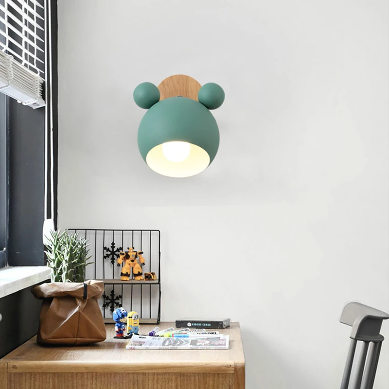 Modern Colorful Wall Lamp Nordic Iron Mickey Wall Sconce Led Lights for Living Room Bedroom Baby Room Decor Home Indoor Lighting