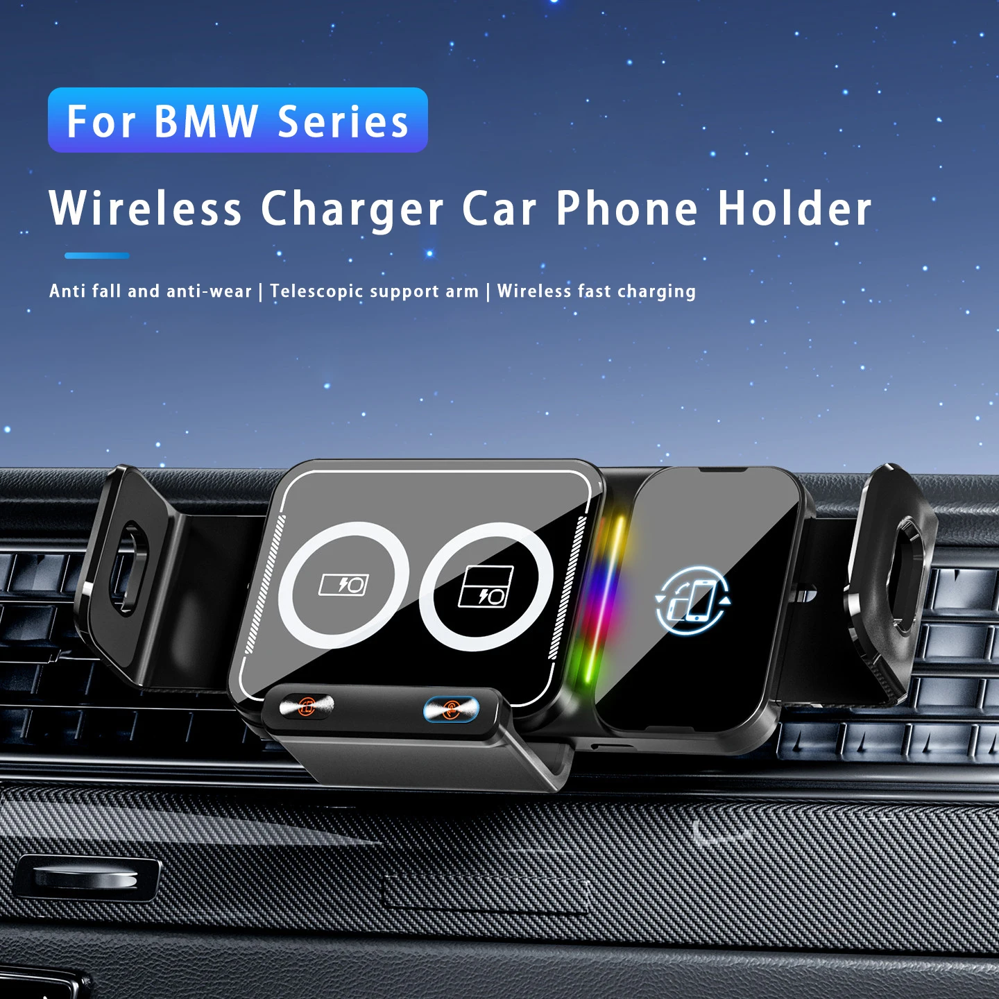 

Car Wireless Charger Stand Fold Screen Fast Charging For BMW 3 5 7 Series X3X4X5X6X7 G01G02G05G06G07G27G45G60G70 2019-2026