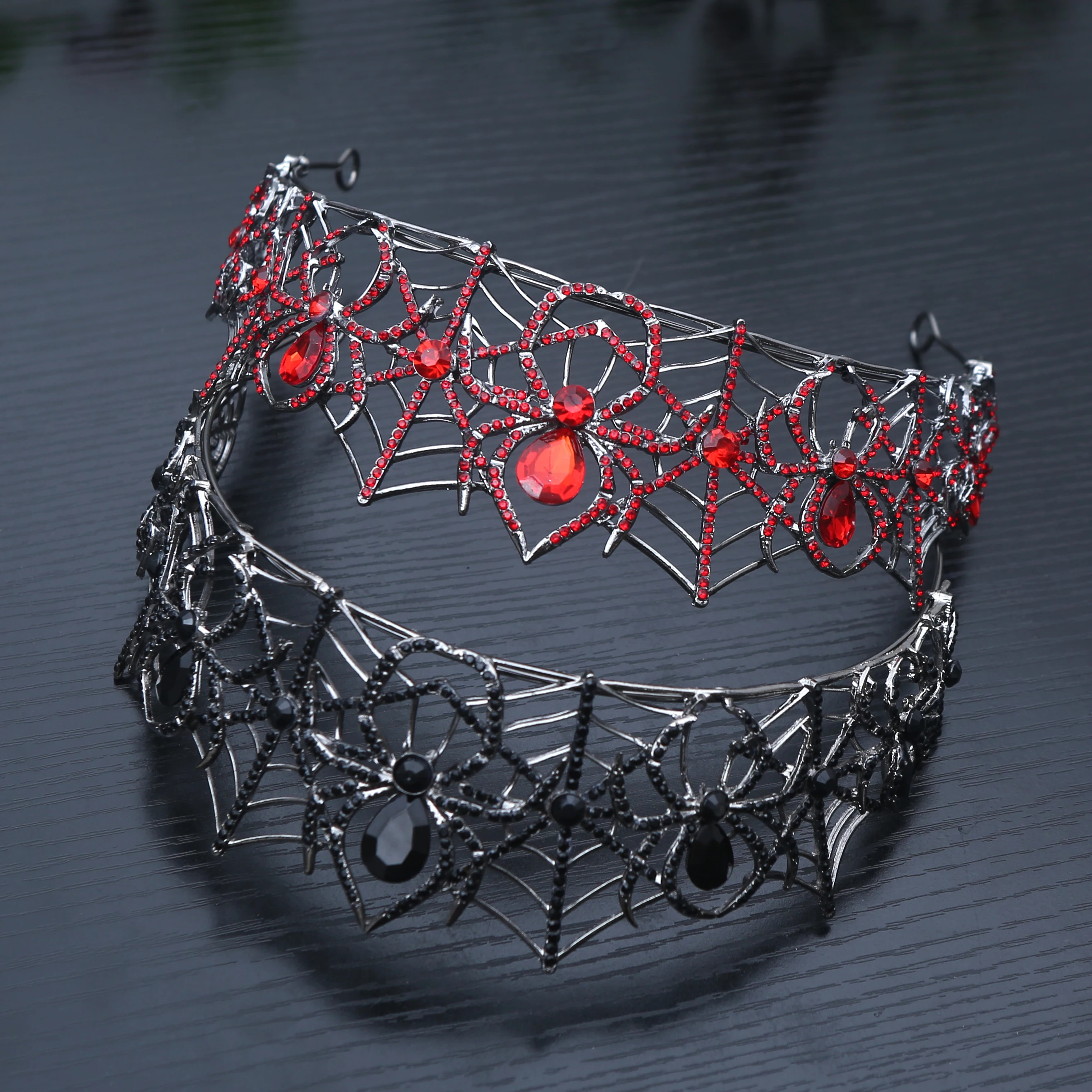 

1pc Fashion Gothic Halloween Hair Crown Spider Mysterious Black Alloy Water Diamond Headwear Makeup Ball Vampire Role Playing