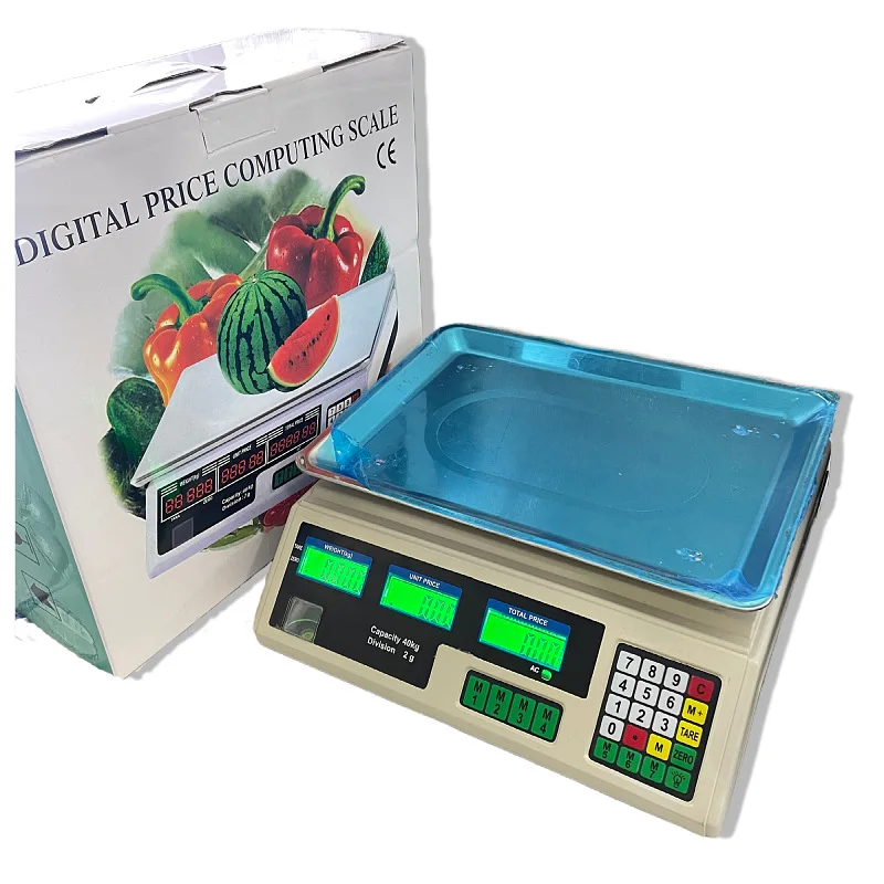 Pricing Scale 40kg Commercial Fruit and Vegetable Electronic Scale Manufacturer Wholesale High Precision Long Range LCD Digital