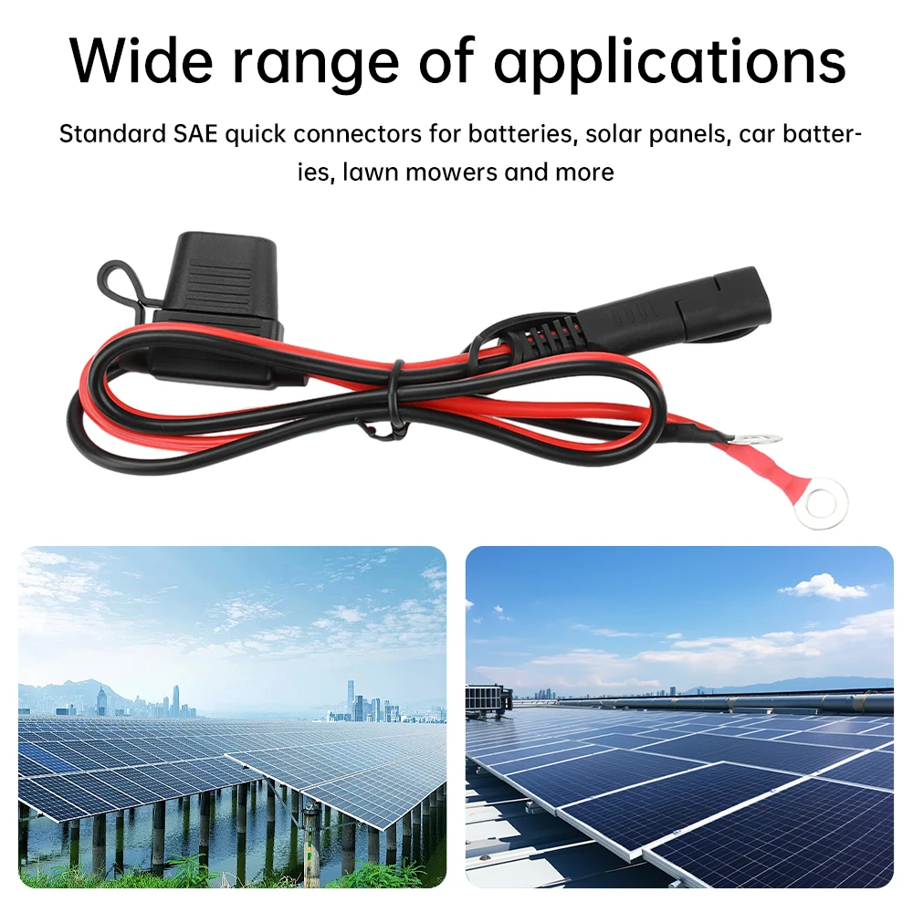 SAE Quick Release Cable With Fuse Terminal O Connector Battery Charger Extension Adapter Wire 16AWG Terminal for Battery Charger