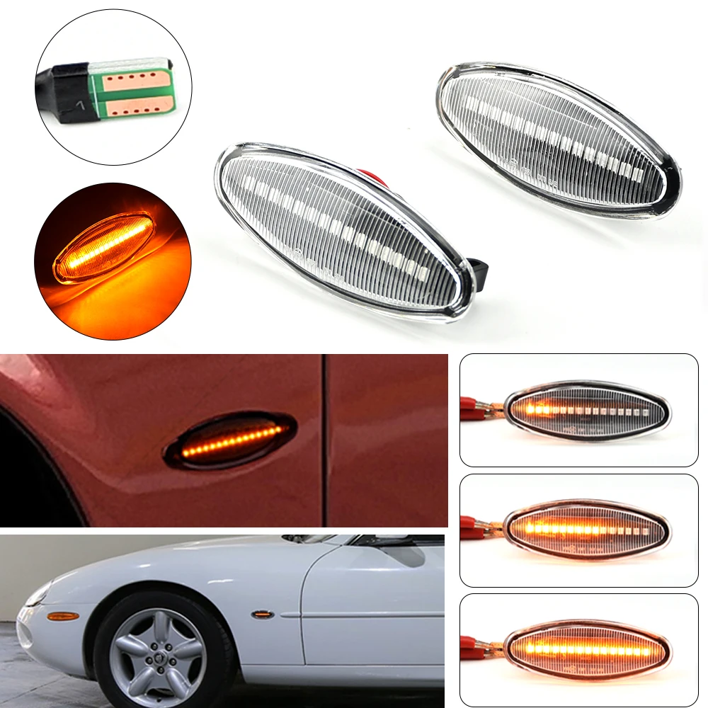 Side Marker Light For JAGUAR XK8 S-Type XK 8/XKR XJ X350 Dynamic LED Turn Signal Flashing Indicator Blinker