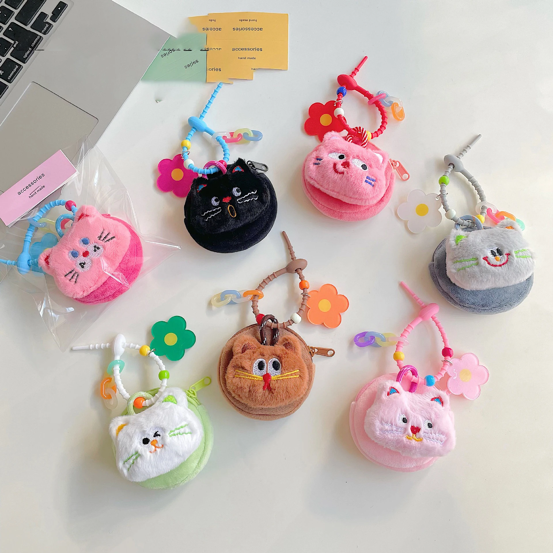

Ladies' Coin Purse Cute Cartoon Cat Kawaii Sweet Funny Mini Plush Bag Pendants Multifunctional Headphones Lipstick Storage Bag