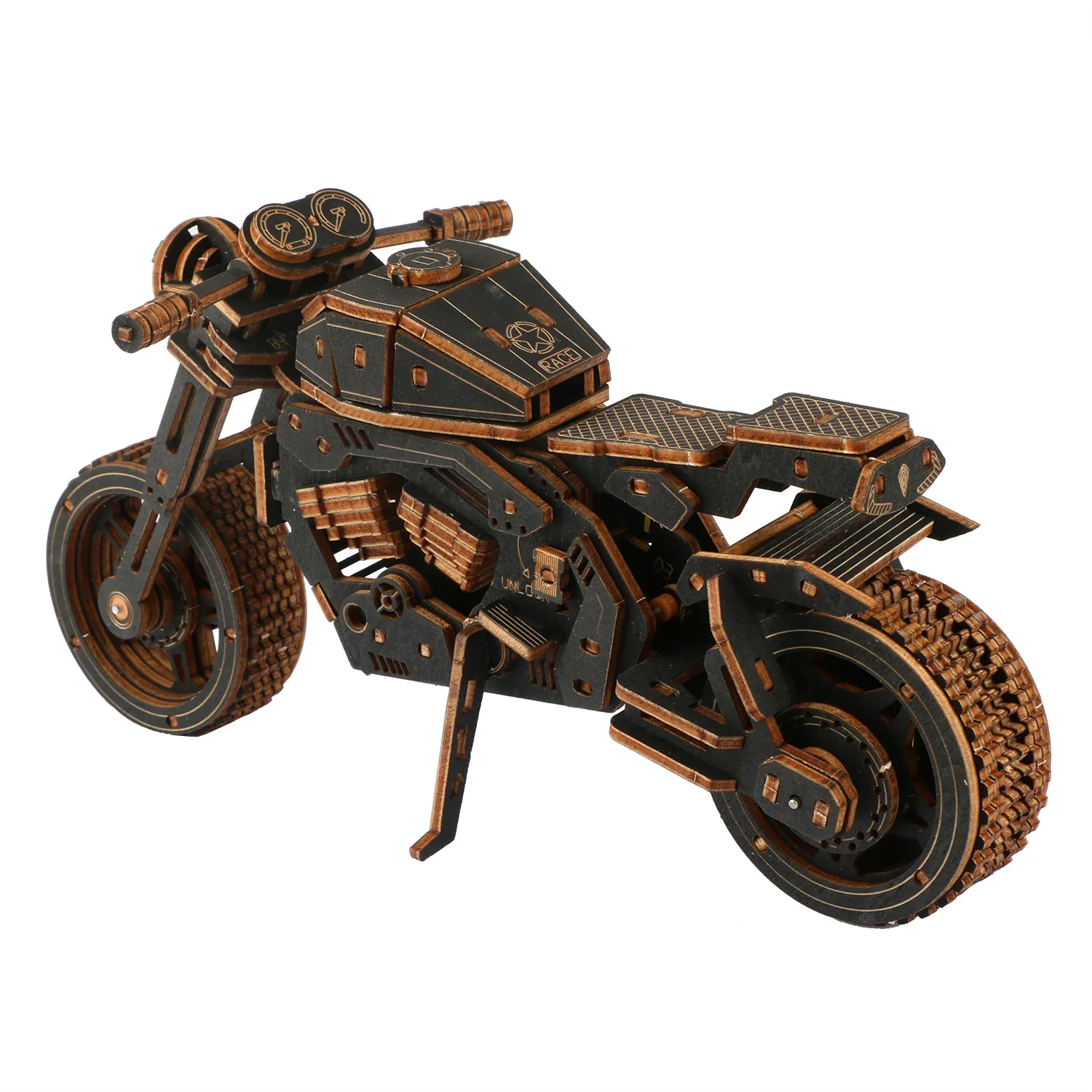 3D Wooden Puzzle Gift for Kids Black Motorcycle Jigsaw for Adults Puzzle DIY Board Game Interactive Games Intellectual Toy Hobby