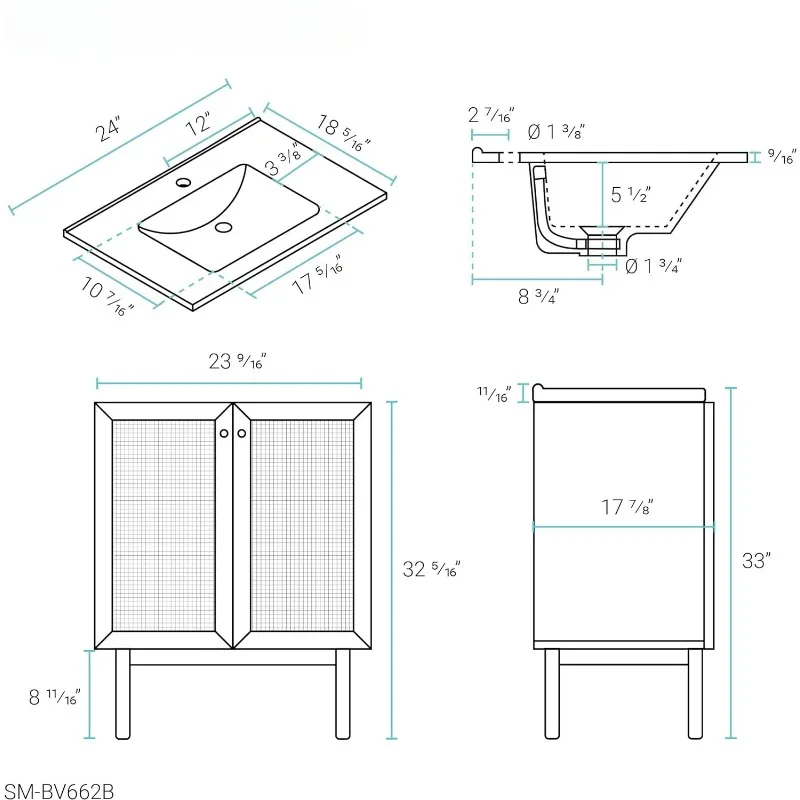 Vaidade do banheiro Black Oak, 24"