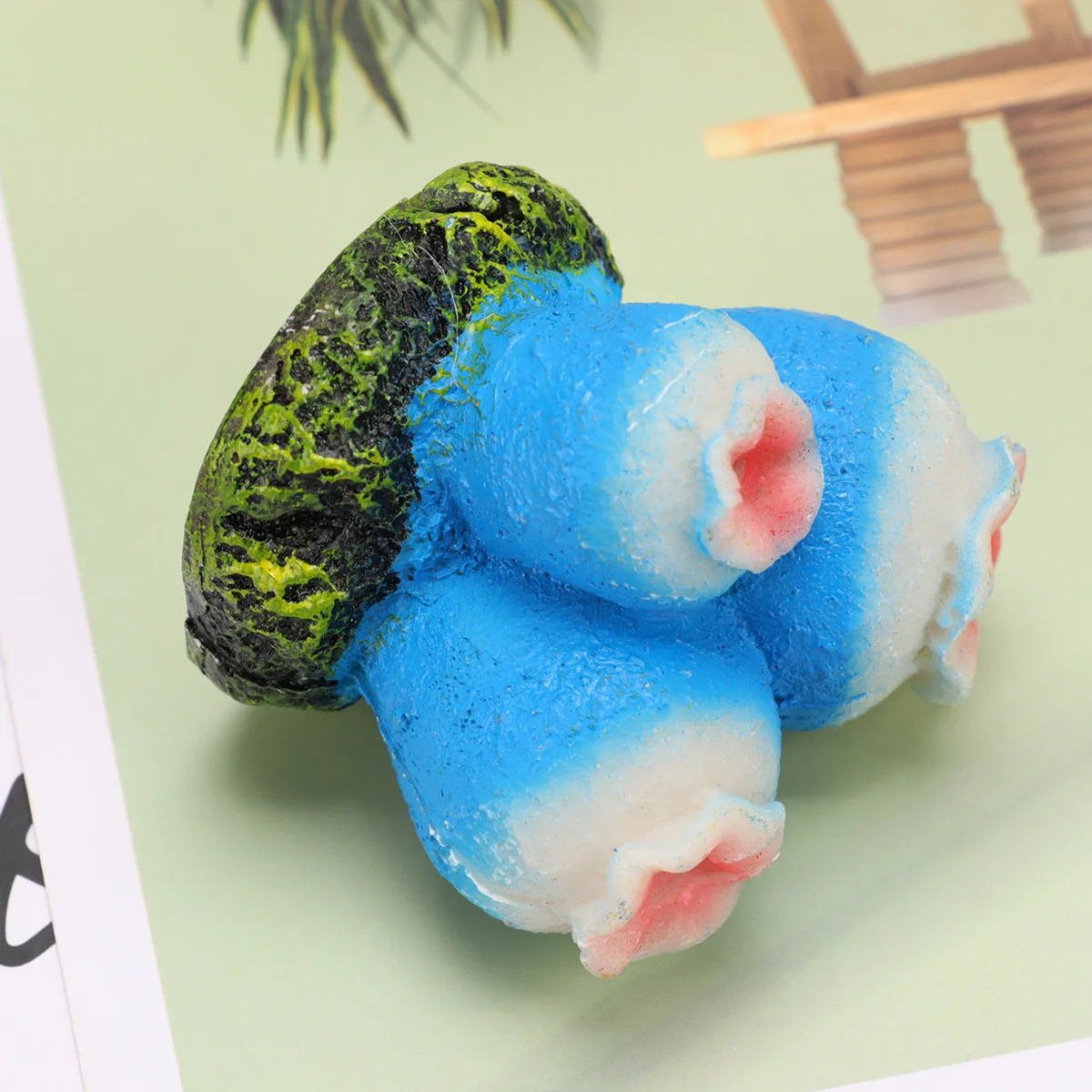 

Resin Air Pump Bubble Ornament Fish Tank Decoration Sky Blue Flower Style Aquarium Shell Ornament Underwater Fake Craft