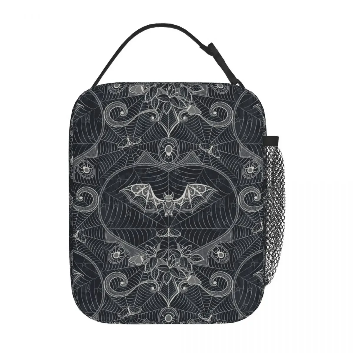 Halloween Witch Bats Thermal Insulated Lunch Bags Women Gothic Halloween Lace Resuable Lunch Tote Outdoor Storage Food Box