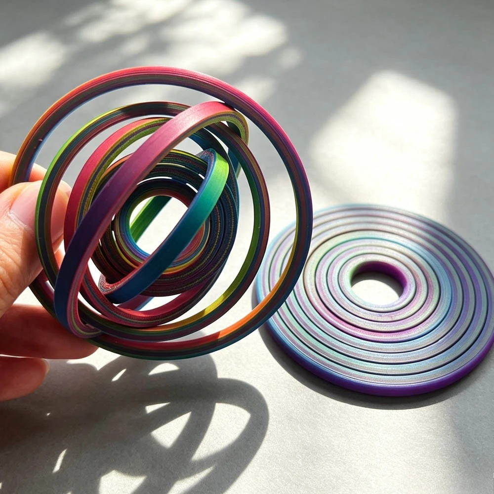 8 Rings Funny 3D Printed Rotating Ball Toy Round Universal Fingertip Gyroscope Gravity Rotation Anxiety Relief Decompression Toy