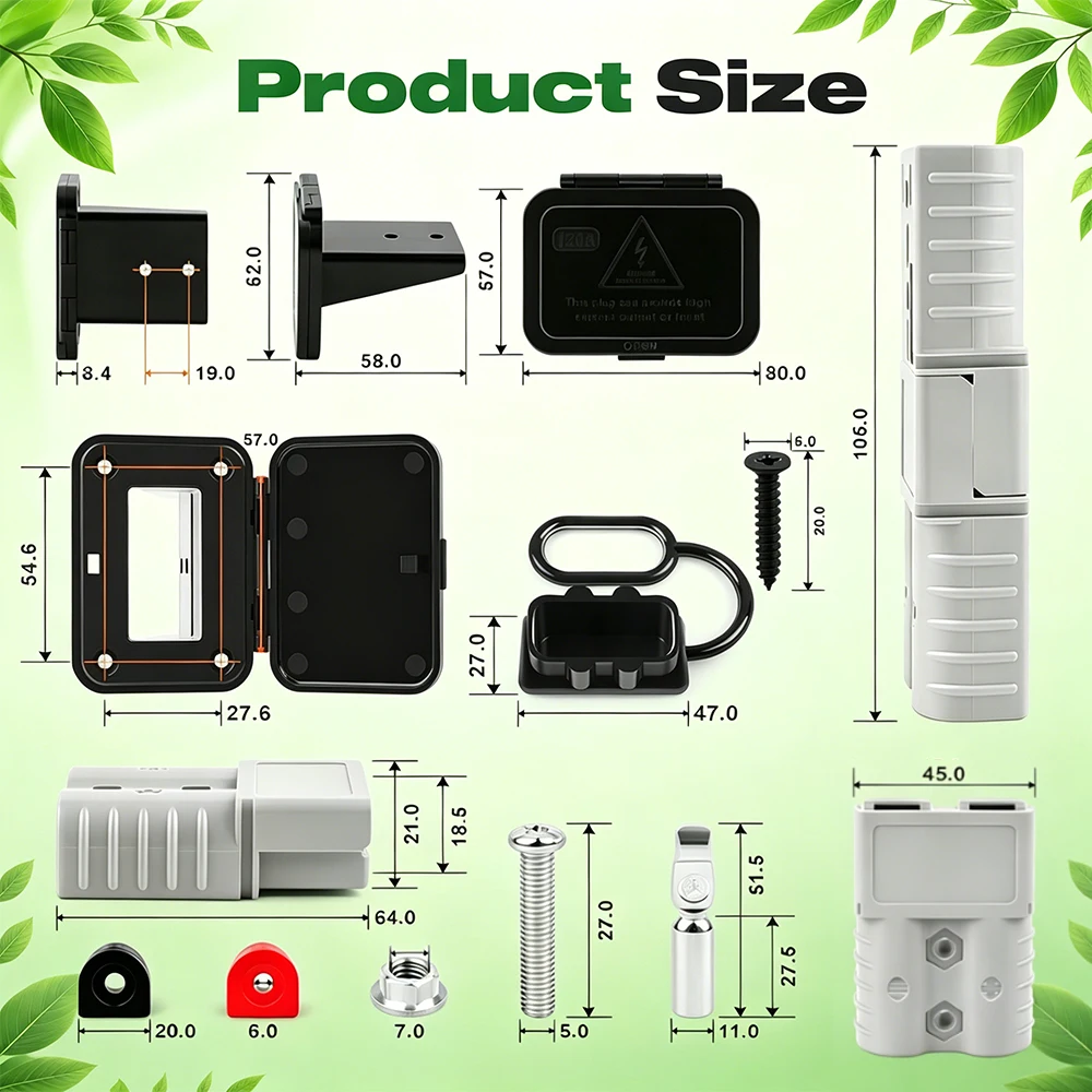 120A Hochstrom-Doppelpol-Schnellverbindungs-/Trennanschluss-Set für Batterien mit Einbauplatten und Staubschutzabdeckungen – Detail 6