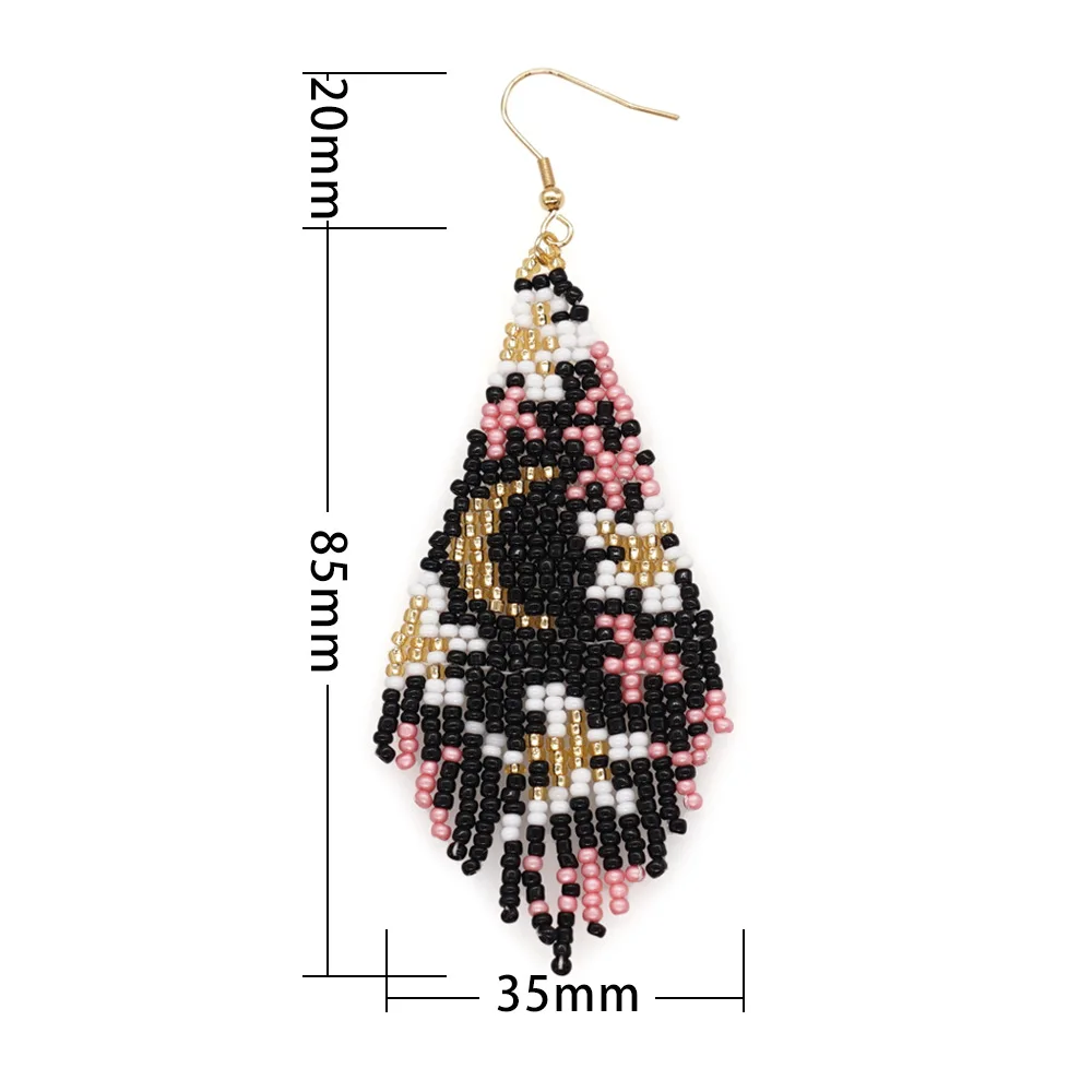 ZGMXR الأرز أقراط من الخرز شرابة القمر نجمي تصميم الأصالة الحياكة اليدوية بوهيميا سبيكة موضة أنثى بسيطة أقراط مطرزة #4