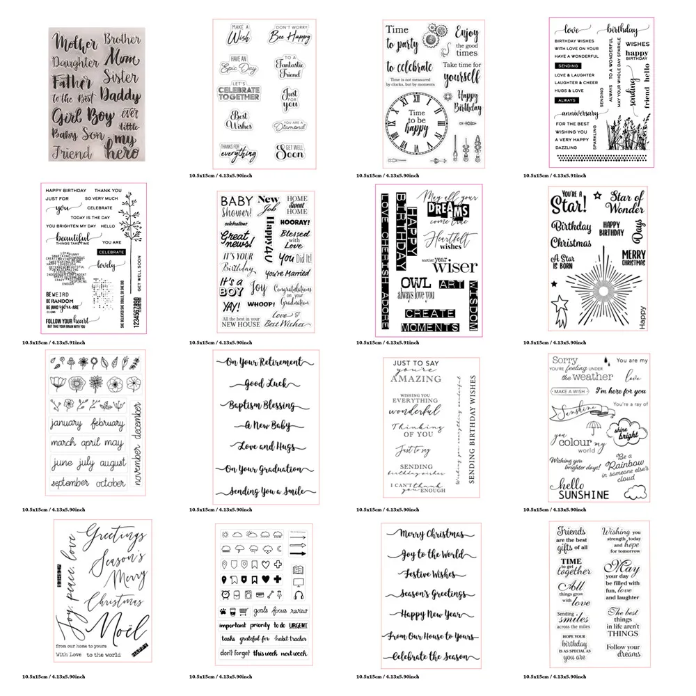 

Прозрачные штампы со словами для изготовления карт, силиконовый штамп Sentiment для Дня святого Валентина, рождественской праздничной открытки и DIY Scrapbooking Journa