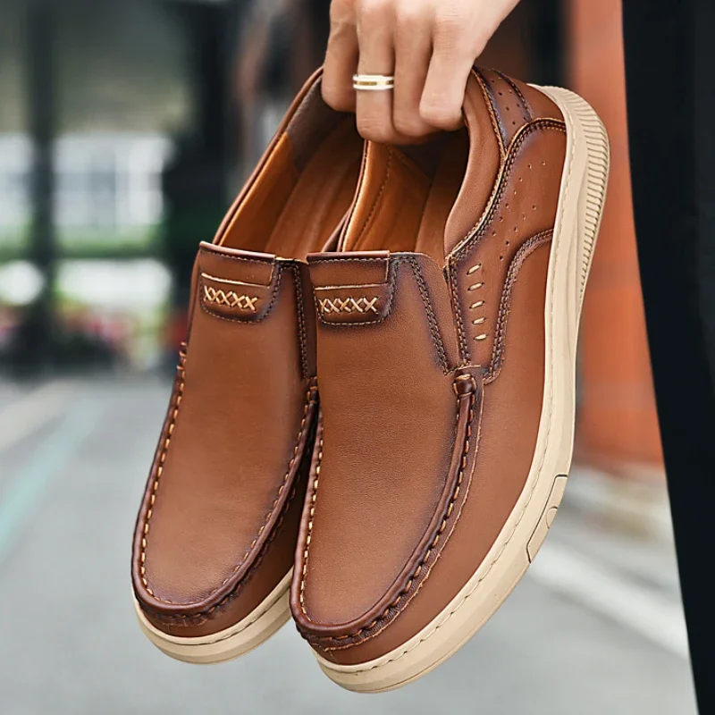 High Quality Handmade Dress Shoes for Men Luxury Genuine Leather Summer Casual Shoe Slip-on Comfortable Genuine Leather Loafers