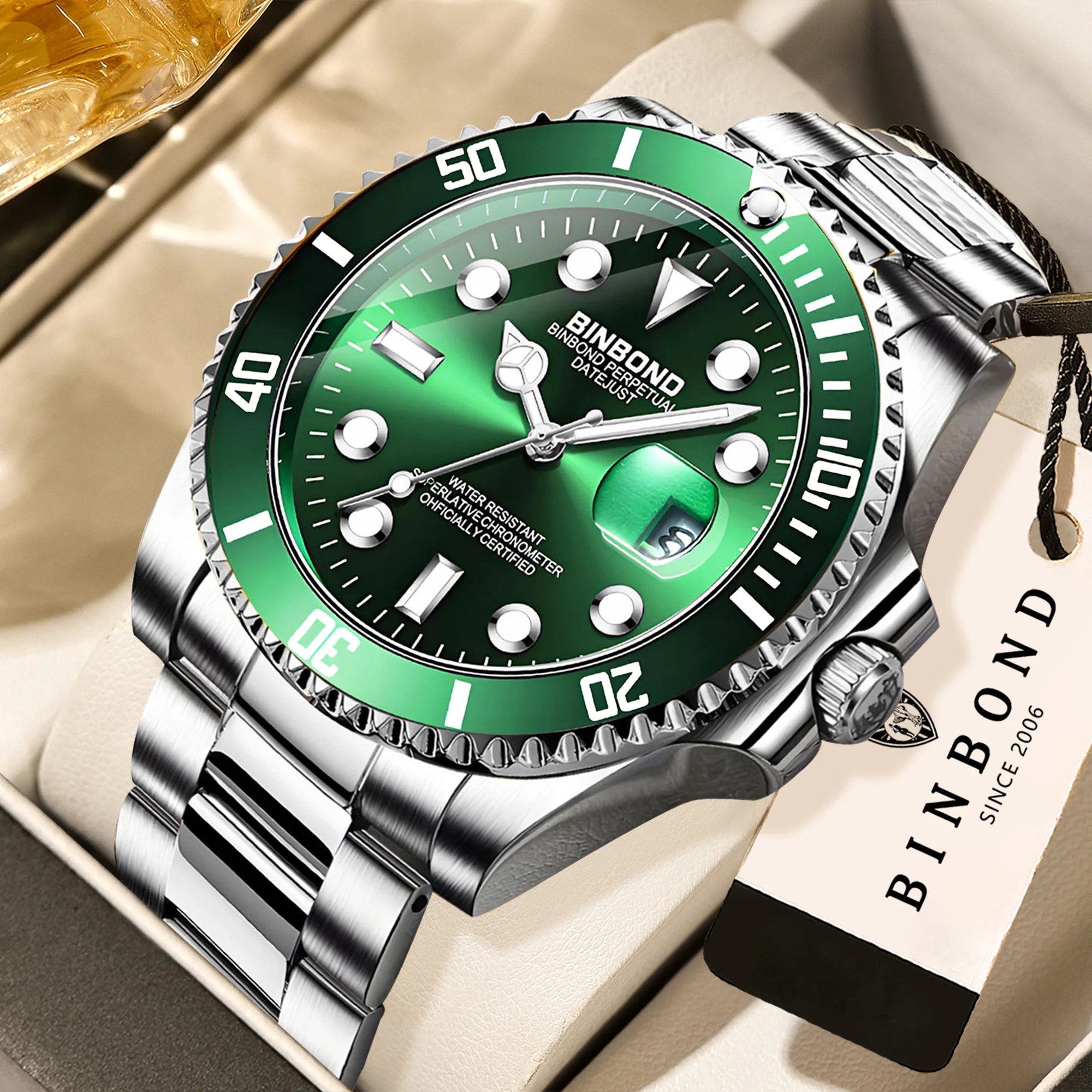 BINBOND Luxus-Quarzuhren für Herren, hochwertige, leuchtende, wasserdichte Herrenuhr mit automatischem Datum, Business, Sport, Mode, Freizeit, Reloj