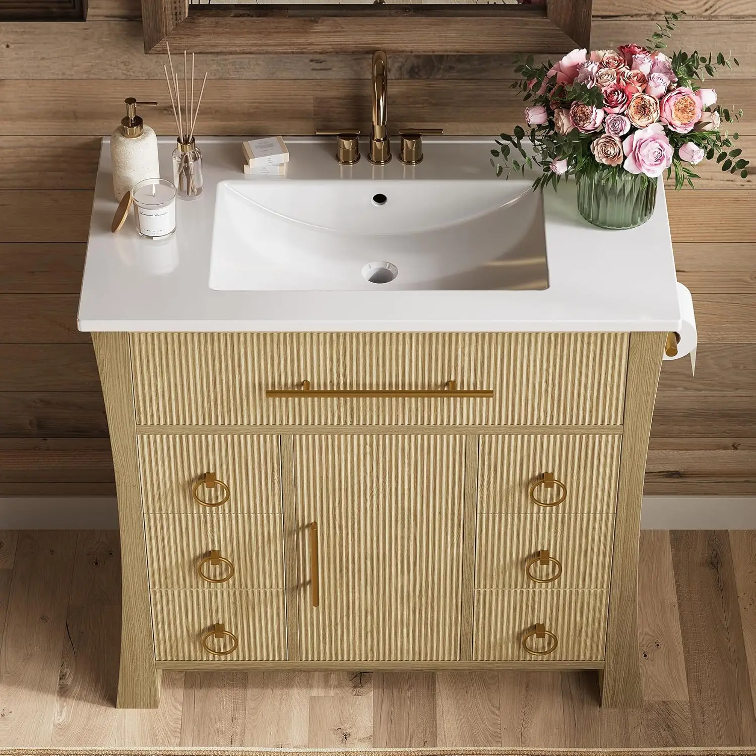 36" Wood‑Texture Bathroom Vanity 6