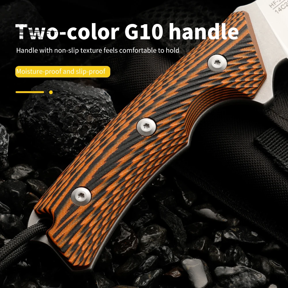 High-quality steel fixed blade, outdoor knife, camping knife with high-hardness stainless steel integrated skeleton and sheath, view 5