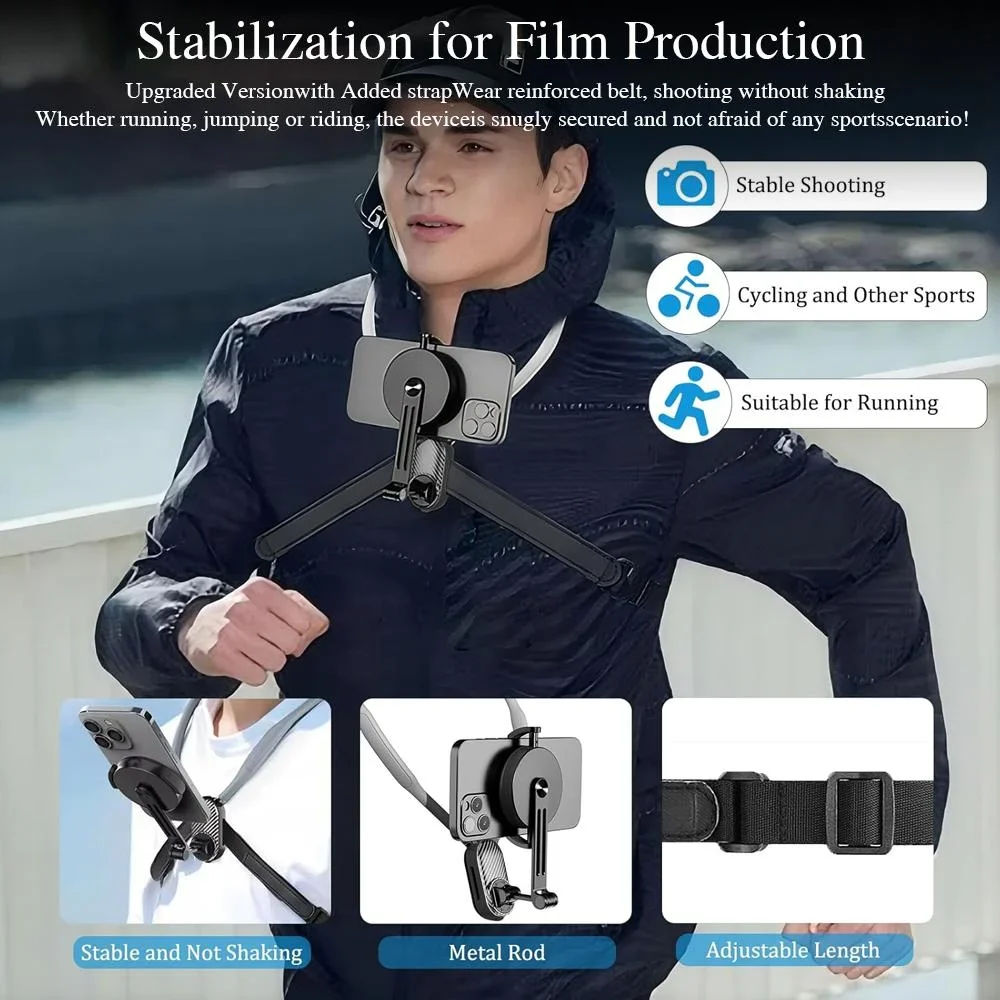 

Magnetic Neck Mount Silicone Quick Release Holder for Mobile Phones iphone 12 13 14 15 16 Android Sumsung Video recording Stand