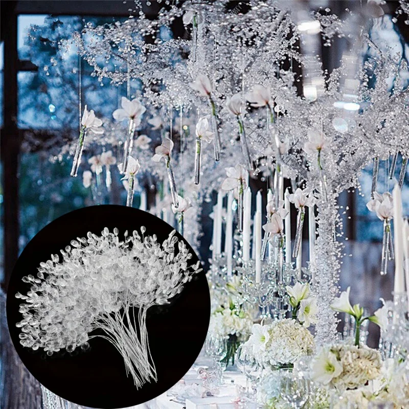 

Christmas Halloween Room Decor Wedding Bridal Bouquet Wreath Hairpin DIY Gifts Artificial Flower Acrylic Water Droplet Handmade