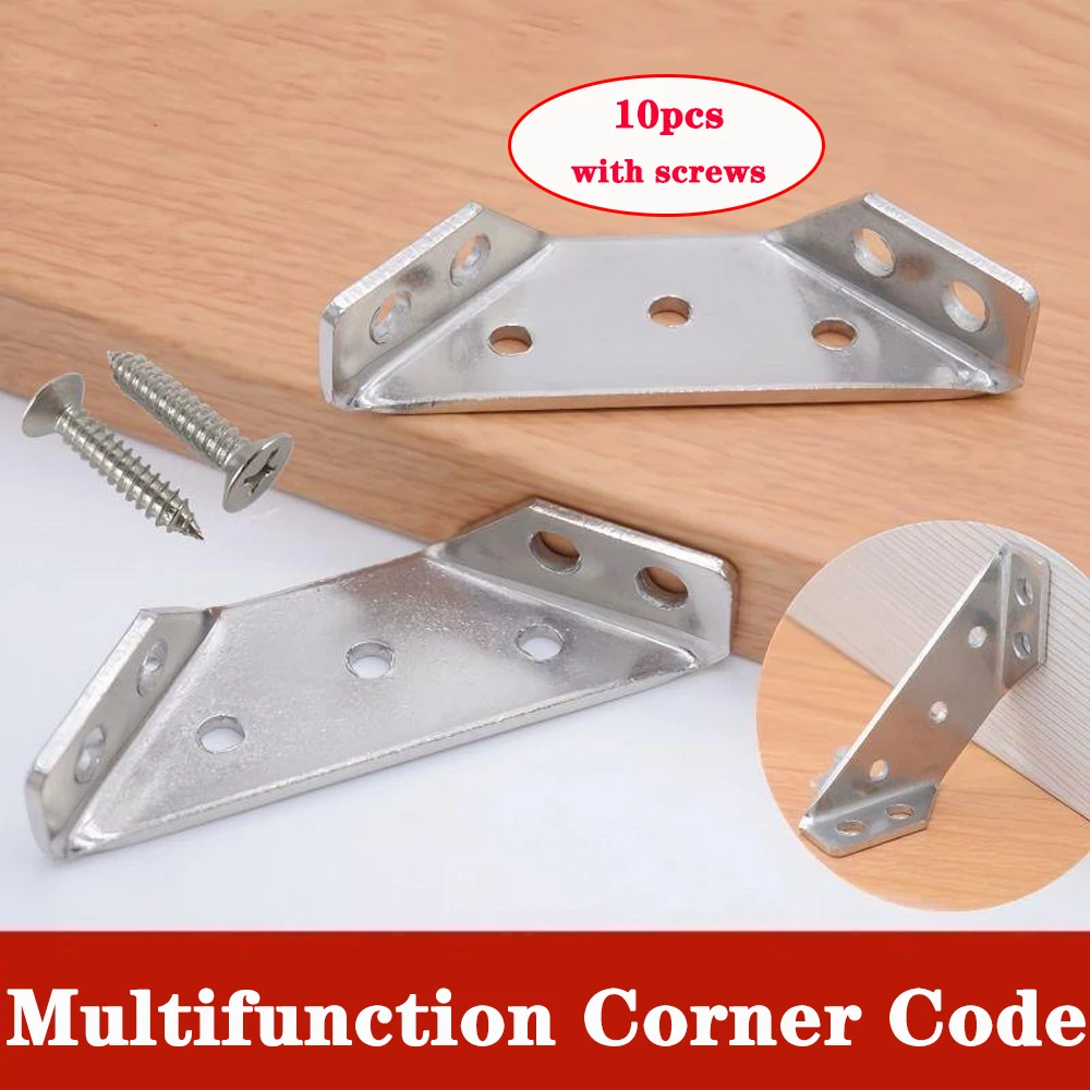 10 sets 6 8 20 pcs Stainless Steel Corner Code Connectors - Heavy Duty Right Angle Brackets for Furniture and Cabinets