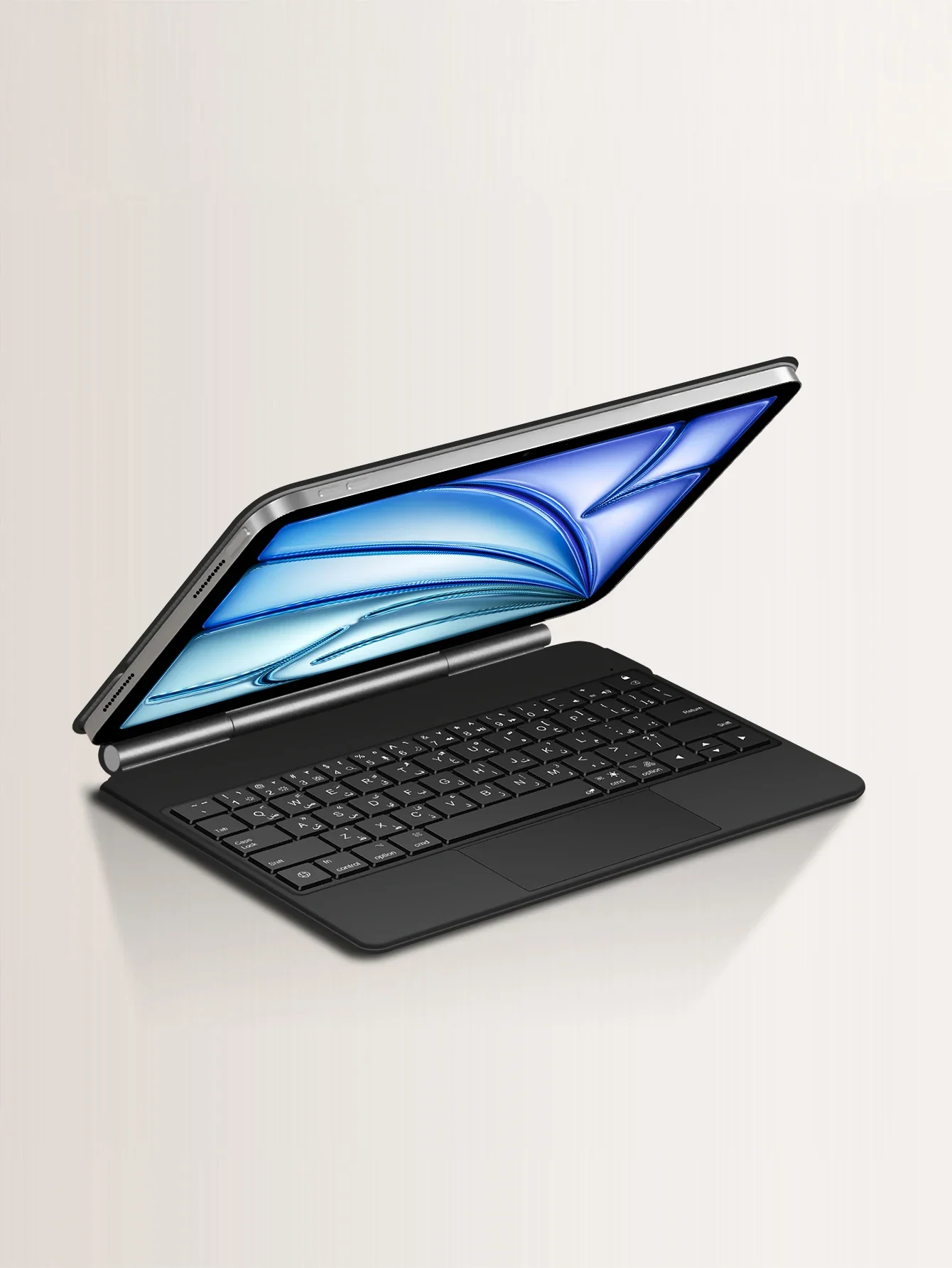 حافظة لوحة المفاتيح السحرية من Pogo Pin لجهاز iPad Air 11/13 بوصة 10.9 M3 M2 M4 Pro 12.9 6/5/4/3 لوحات مفاتيح لأجهزة الإنجليزية والعربية العربية