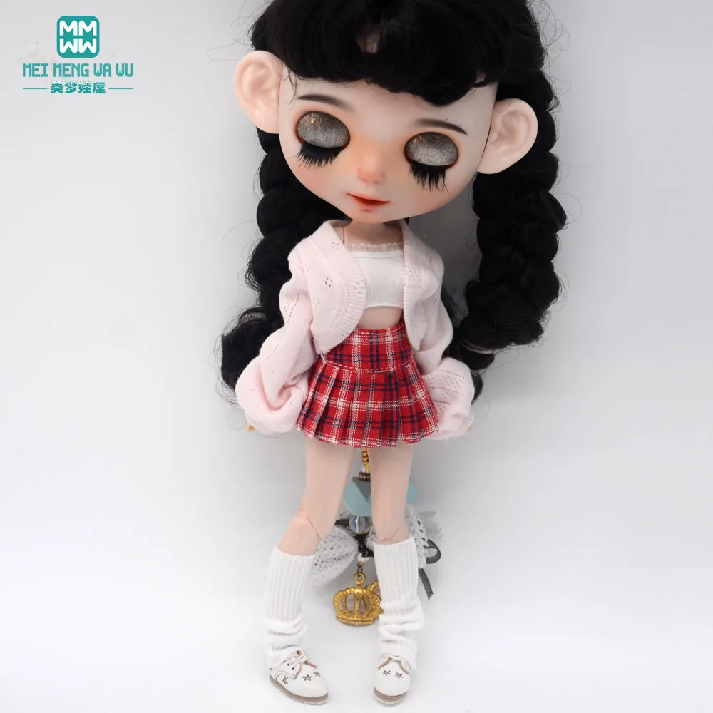 New Blyth Doll Clothes Fashion Knit Skirt Set Pleated Skirt for Azone OBitsu FR Doll Accessories