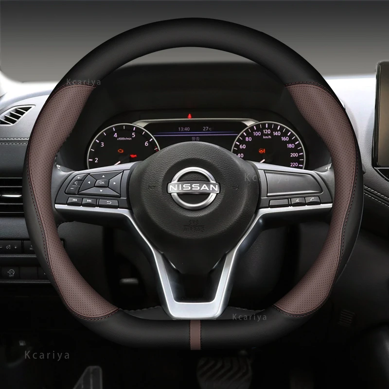 

Car Steering Wheel Cover D Type PU Leather For Nissan X-trail Qashqai Rogue Sport Rogue 2017 2018 2019 2020 2021 Altima Versa