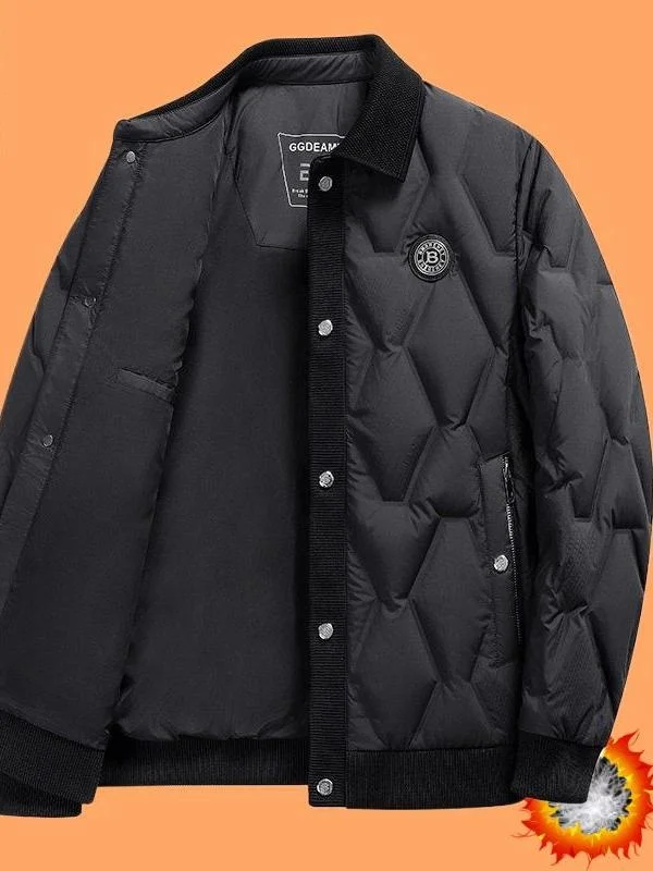 

Men's Knitted Embroidered down Jacket Winter New Fashion Casual Single Button Warm Outerwear Comfortable Soft Outerwear