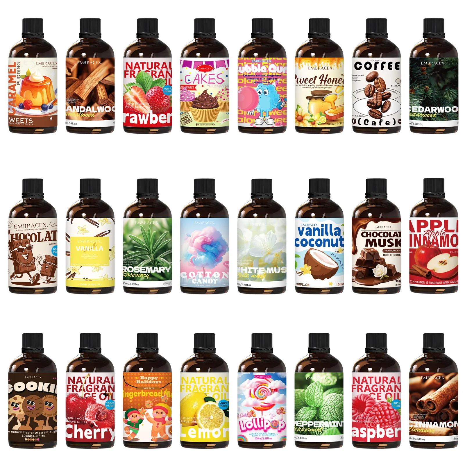 

25 type 100ml Essential Oil Perfume Aromatherapy Oils Skincare Fragrance Funny Gift For Women Alcohol-Free Skincare Hair Care