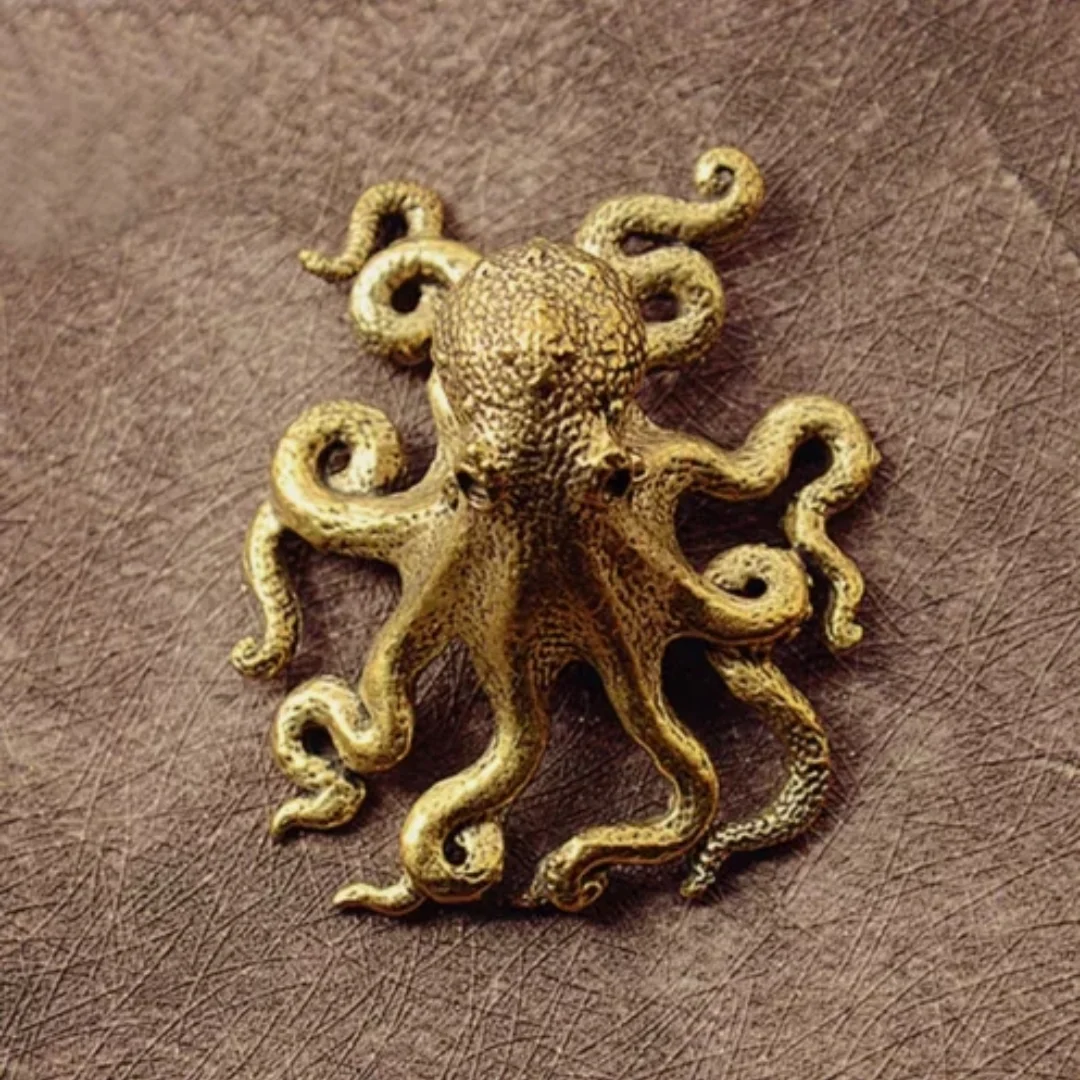 colletion Brass Octopus Figurines Small Statue Ornaments Animal Figurines Gift