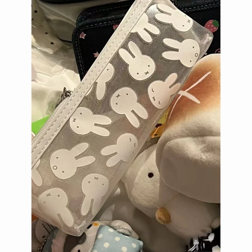 Cute Miffy Transparent Pencil Case Cartoon Bunny Cosmetics Storage Bag Stationery Storage Box Kawaii Gift Toy view 2
