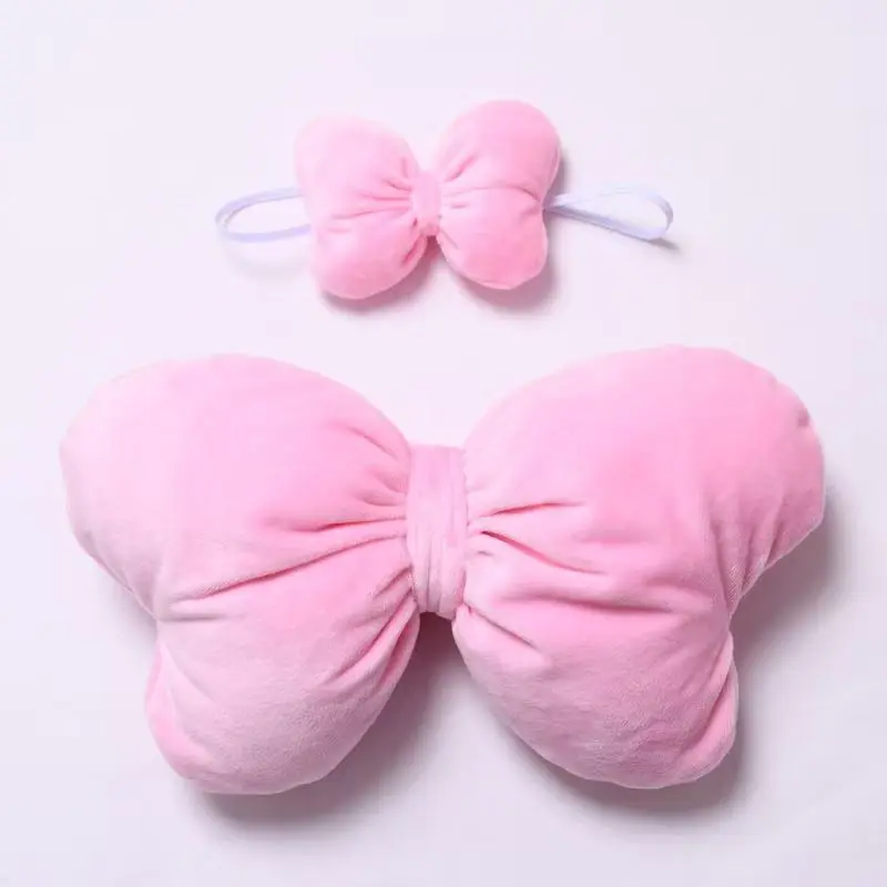 Para 38cm labubu rosa borboleta asa de pelúcia roupas de boneca acessórios 2 peças = faixa de cabeça + asa/conjunto