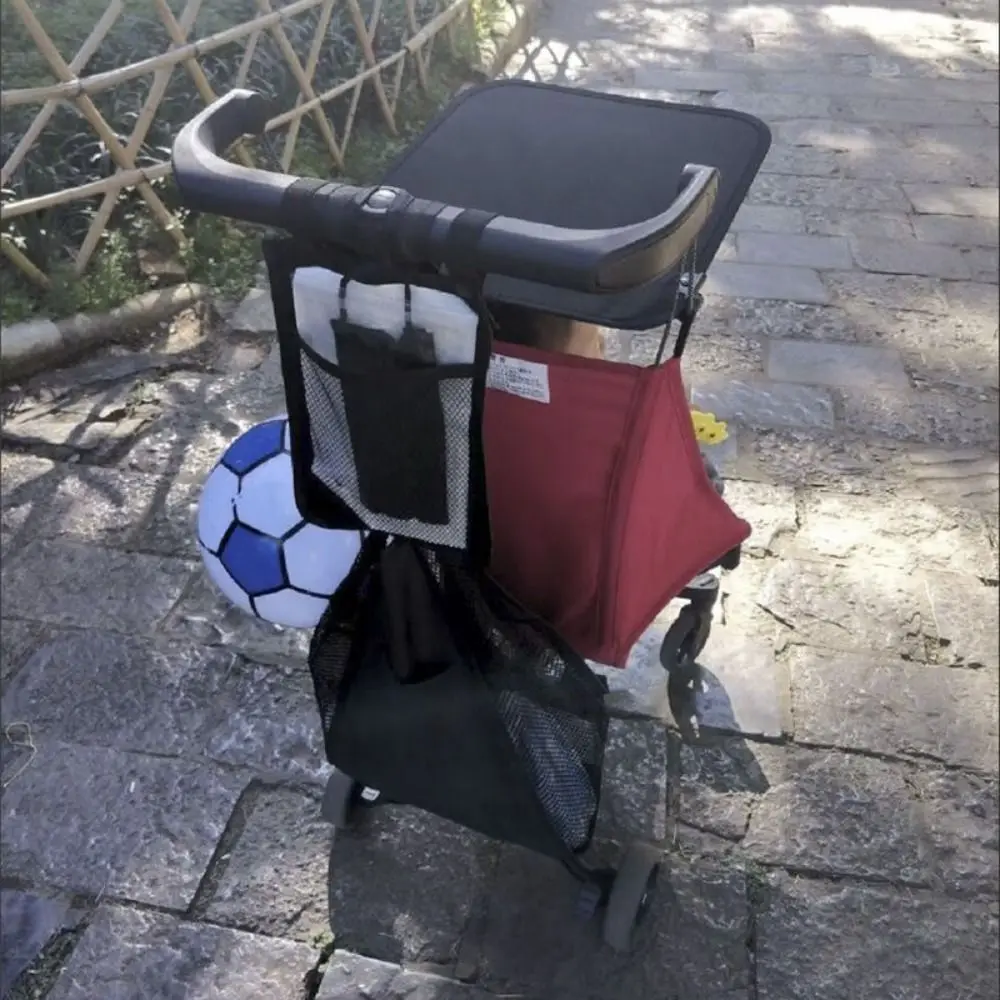 

Mesh Baby Stroller Net Pocket Pram Buggy Solid Color Baby Pram Organizer Triangle Bag Stroller Accessories Hanging Carriage Bag