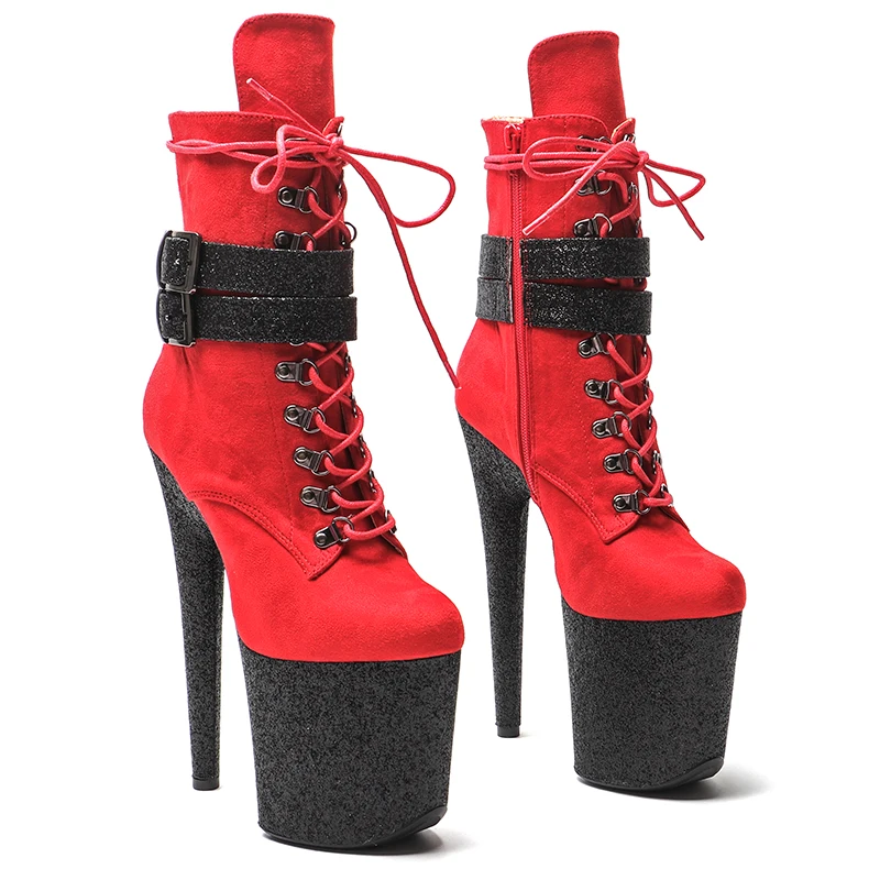 

Leecabe 20CM/8inches color matching sexy catwalk boots platform short boots model nightclub super high heel 3B