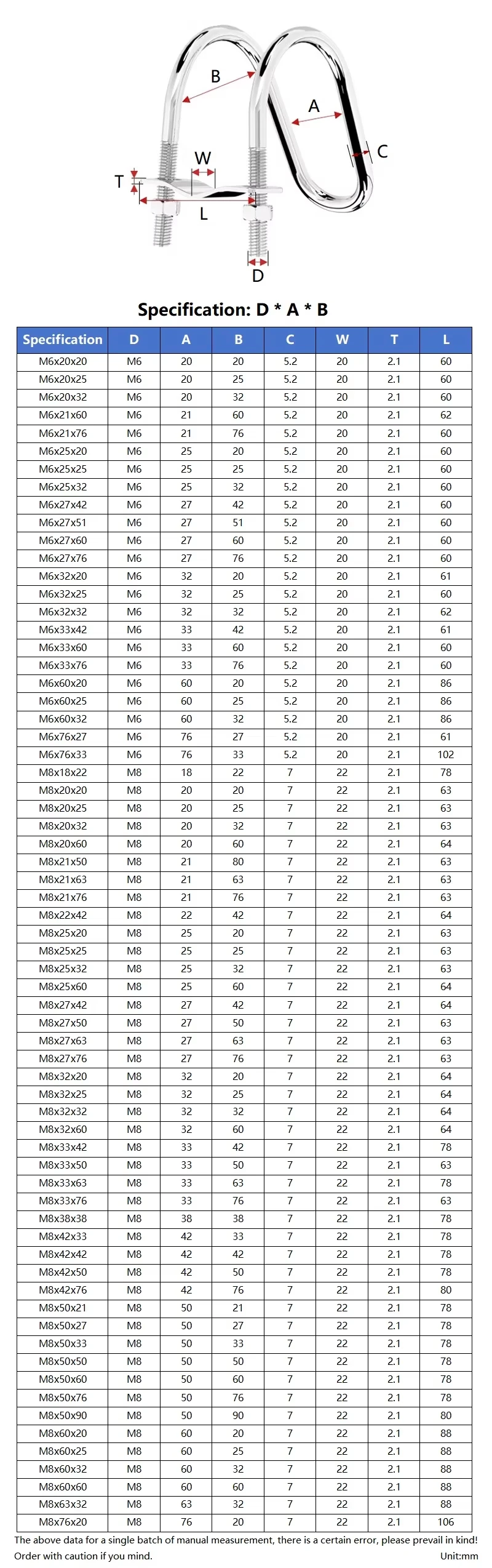 1pcs 304 Stainless Steel Double U-Shaped Clamp/U-Shaped Screw/Cross U-Shaped Bolt/Special-Shaped Pipe Clamp/For Aquaculture
