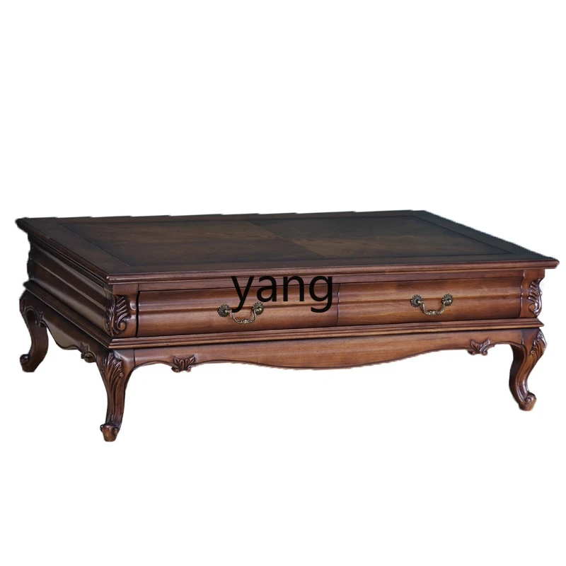 

Lmm solid wood living room storage, carved retro and old square desktop