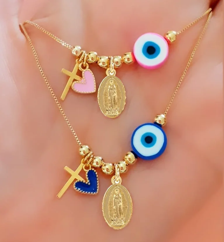 مجوهرات عذراء مطلية بالذهب عيار 18 قيراط، مجوهرات عصرية مخصصة على شكل قلب متقاطع