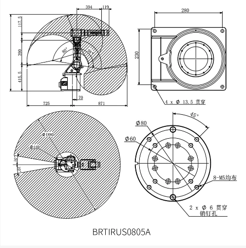 BRTIRUS0805A 6-Axis Robot Injection Molding New Condition Part Handling Assembly