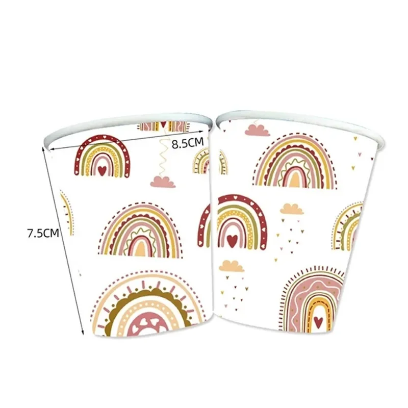 New Bohemian Boho Rainbow Birthday Party Decorations Dinnerware Themed Set Decorations Tablecloths Baby Shower Party Supplies