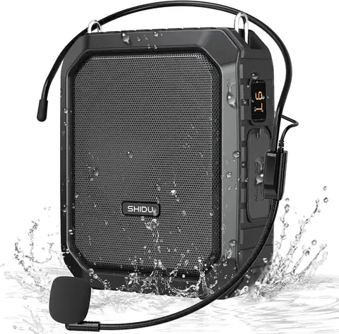 18W Voice Amplifier for Teachers with Wired Mic, IPX5 Waterproof Bluetooth Speaker for Coaching, Guiding, and Outdoor Use
