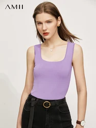 AMII Minimalism Tank Top for Women 2023 Spring Vintage French Fashion Streetwear Cool Sweet Sexy Vest Pullovers Tops 12332017