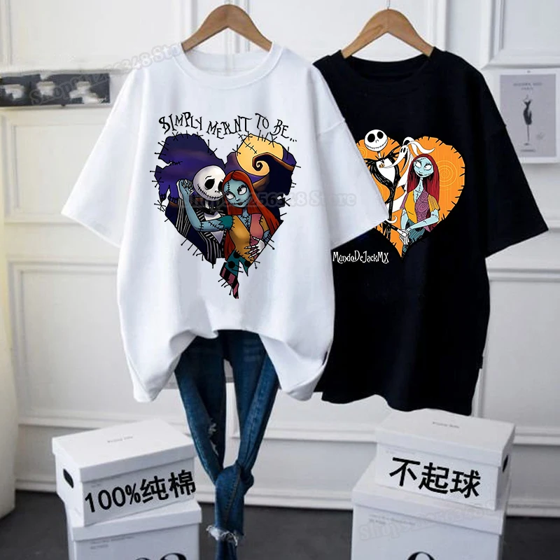 The Nightmare Before Christmas T-Shirts Graphic Print TShirt Women Jack Skellignton Vintage Clothes Adult Men Clothing Tees Tops