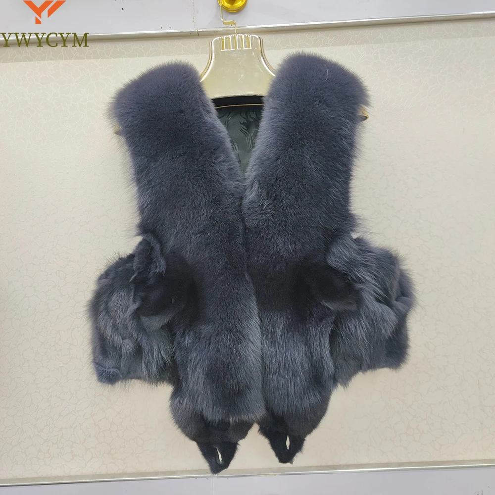 

2024 New Style Women Winter Natural Fox Fur Vest Warm Soft 100% Genuine Fox Fur Gilet Lady Quality Real Fox Fur Sleeveless Coat