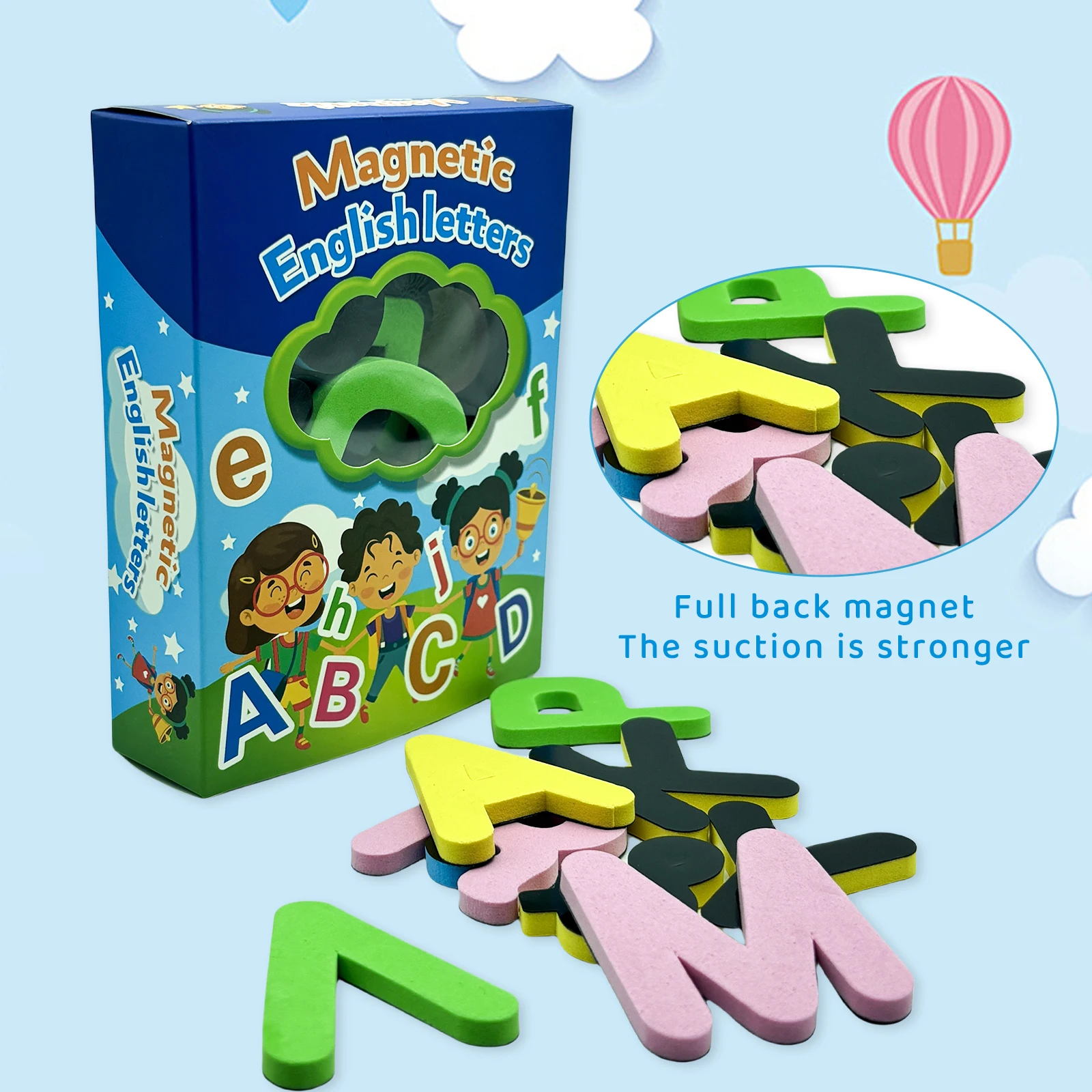 Children's Magic Magnetic Alphabet Stickers Learning Letters Numbers Geometric Shapes Attachable Metal Objects Gifts