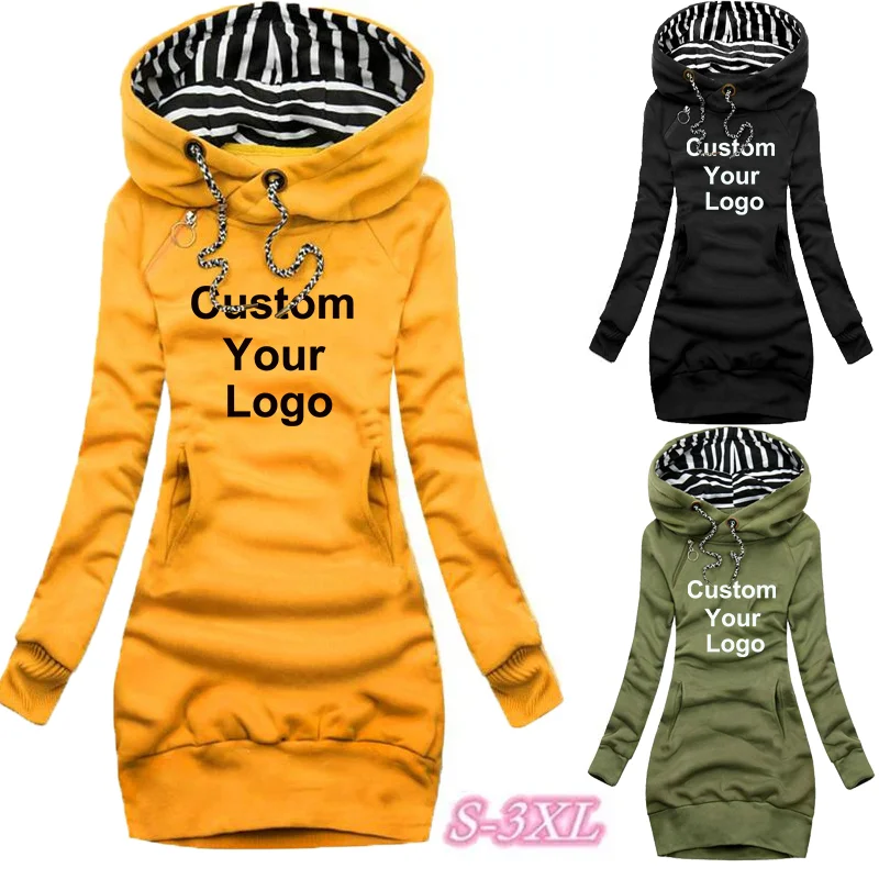 

New Autumn And Winter Custom Your Logo Women Hoodie Dress Casual Dress for Women