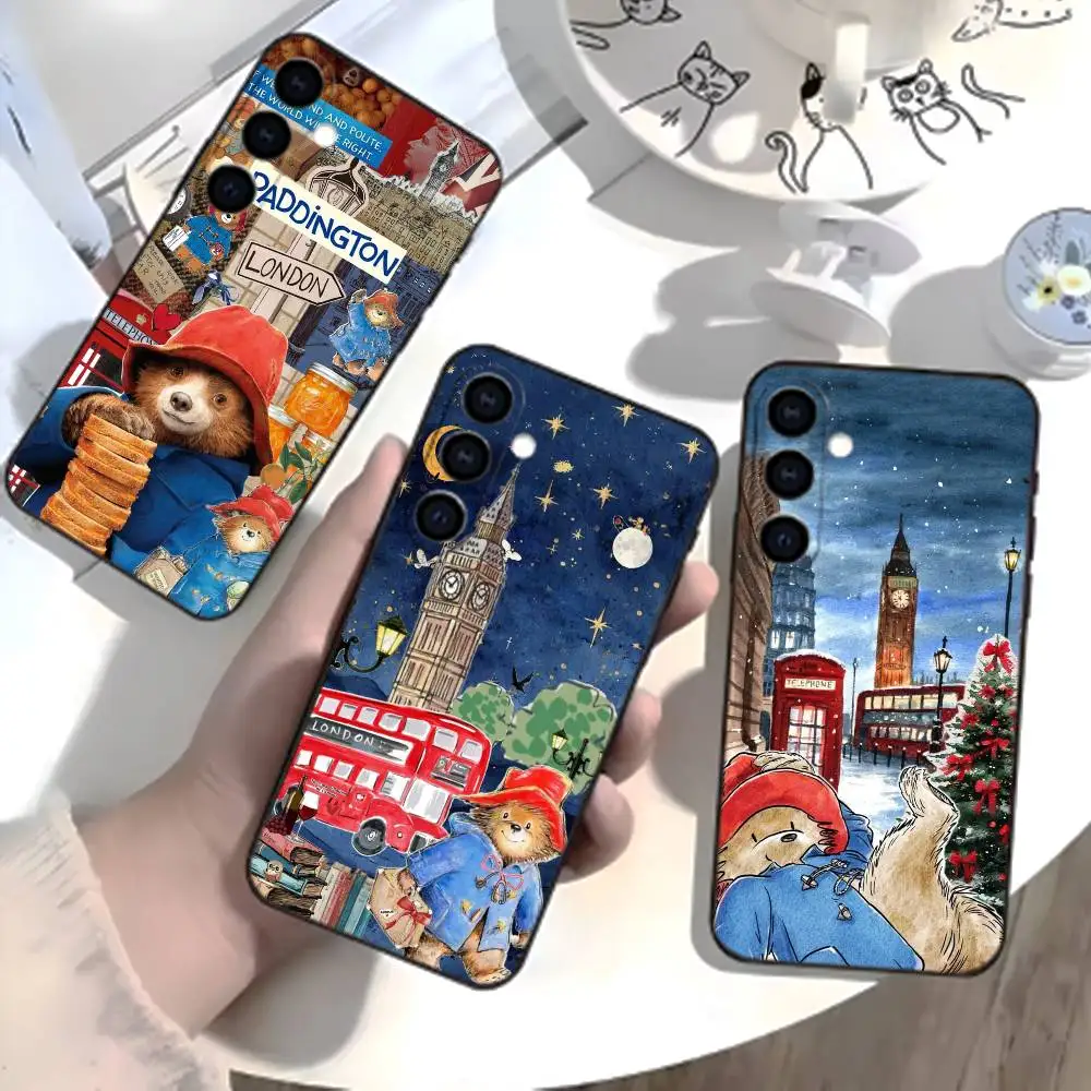 Cute S-Paddington Bear Phone Case For Samsung Galaxy A73,A21s,A22,A31,A52,A53,A71,A41Soft Black Shell