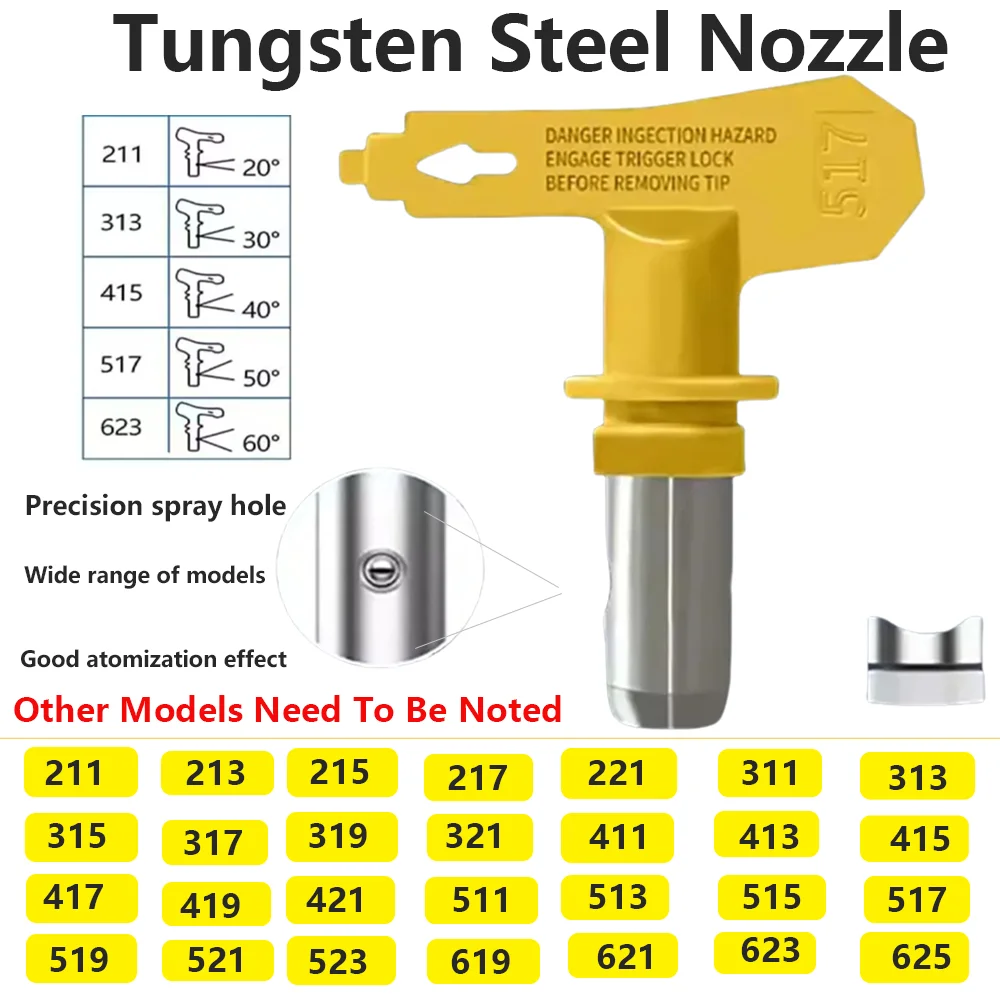 Yellow Tungsten Steel Airless Nozzle Group Reversible Sprayer Airless Nozzle Airless Nozzle Airless Sprayer Parts