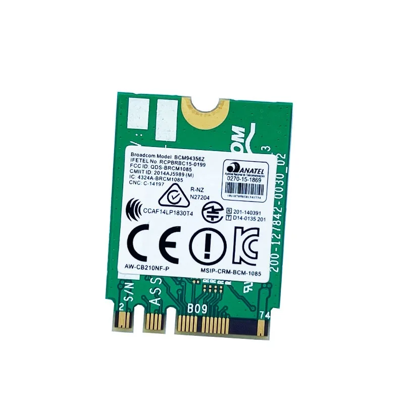 Tarjeta de red inalámbrica WIFI Bluetooth 4,1 para Broadcom BCM94356ZAE 802.11ac 2,4G/5,0 GHz NGFF 867Mbps