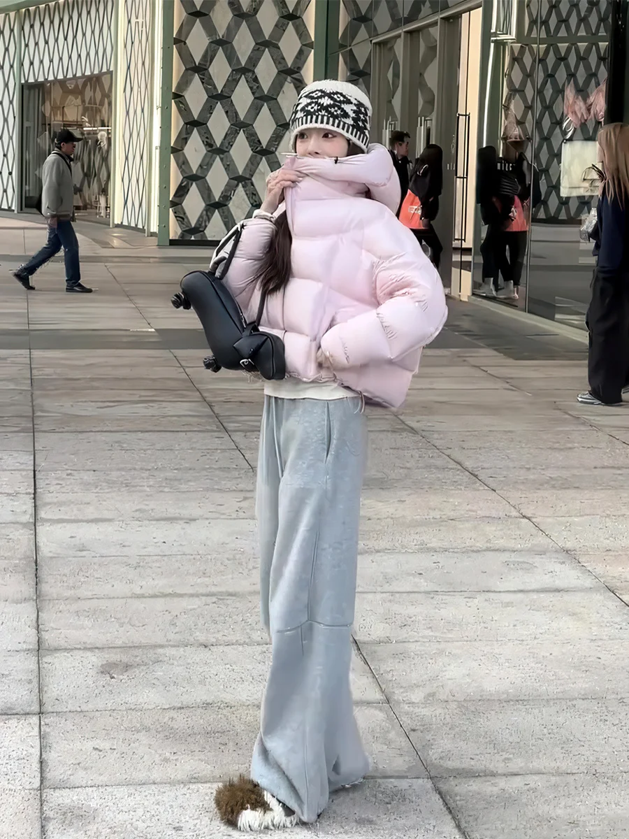 

Женская утепленная пуховая куртка Sweet College Sle с капюшоном, розовая, белая, стандартный крой, теплая верхняя одежда