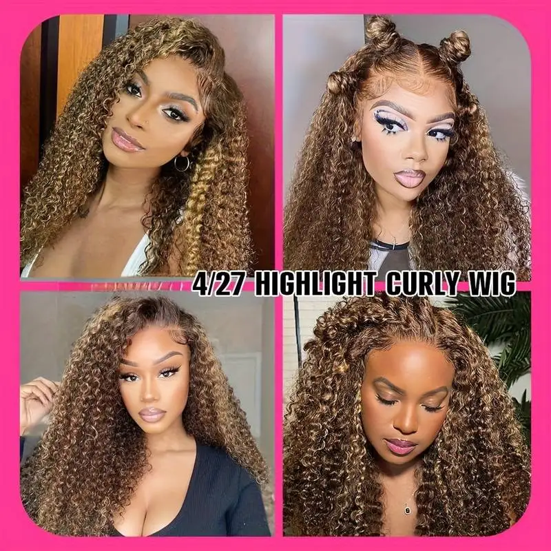 P4/27 شعر بشري مجعد الباروكات HD شعر مستعار دانتيل 13x6 شعر الإنسان 36 بوصة HD شفاف البرازيلي الباروكات شعر الإنسان للنساء